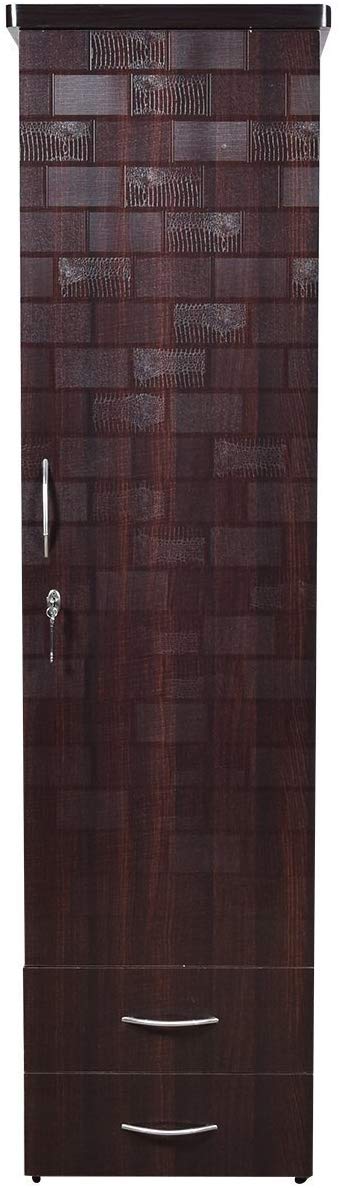 SAVERSCHOICE Modern Brick Textured Single Door Wardrobe (Brown)