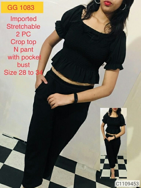 Crop Top & Pant With Pocket Bust