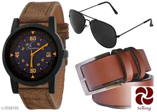 Trendy Men's Watches & Belt & Sunglass Combo