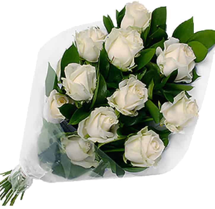 10 White Roses Bunch