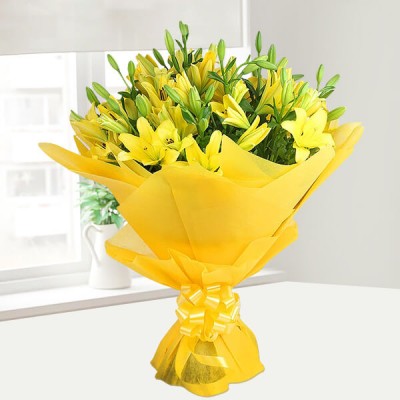 15 Yellow Oriental Lily Bunch