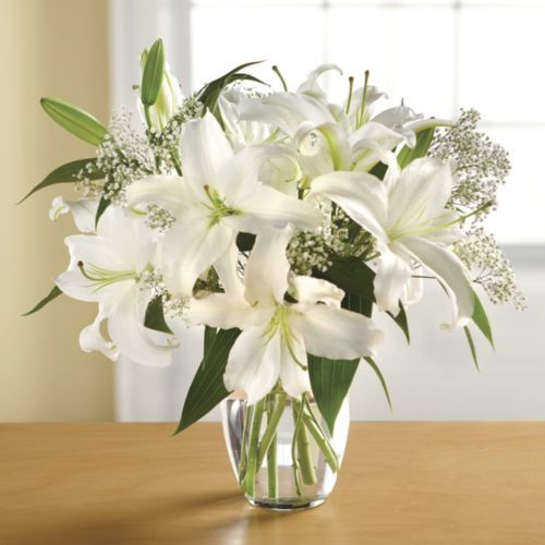 5 White Oriental Lily Bunch